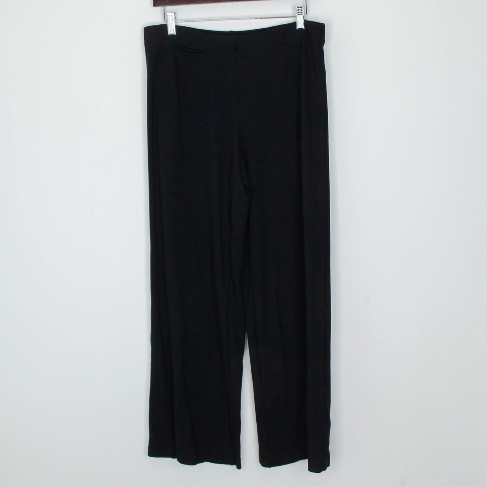 J Jill Womens Ponte Wide Leg Pants Womens Size M Black Minimalist Office Stretch